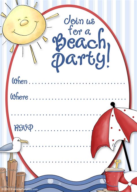 beach party invite template printable party kits  party