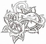 Heart Rose Hearts Roses Coloring Drawings Drawing Pages Printable Cool Pencil Tattoo Flowers Skull Tattoos Flower Getdrawings Sketch Deviantart Designs sketch template