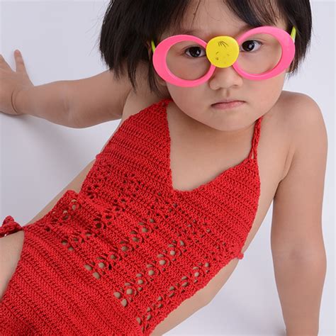 buy   girls crochet swimwear children  piece suits sexy bikini