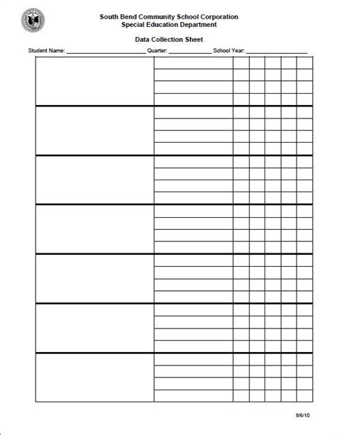 blank  printable data collection sheets templates printable