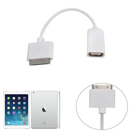 pin otg  usb  female adapter white data cable kit connect  apple ipad    data