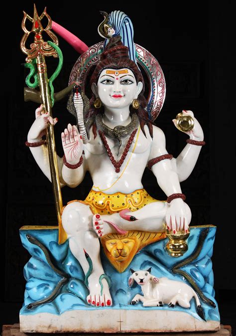 Large White Marble Shiva Statue With Trident 72 90wm67