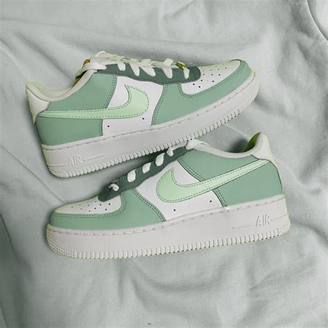 green toned nike air force  custom painted mint etsy