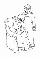 Grandparents Caring sketch template