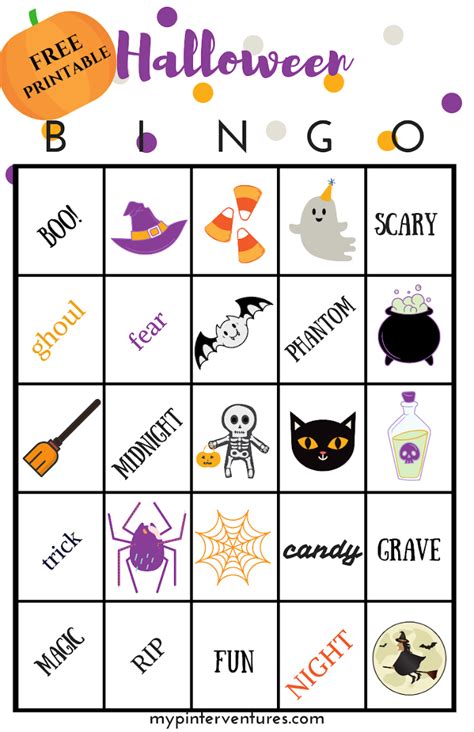 halloween bingo game printable  pinterventures