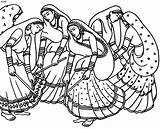 Dandiya Folk Garba Gujarat Dances Colour Navratri Draw 4to40 Raas Surat Dancers Madhubani sketch template