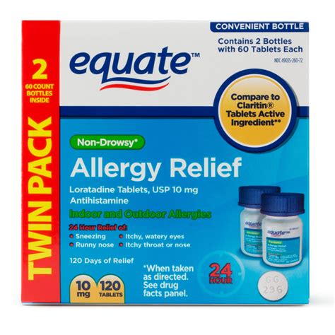 equate allergy relief loratadine tablets  mg antihistamine  count walmartcom walmartcom