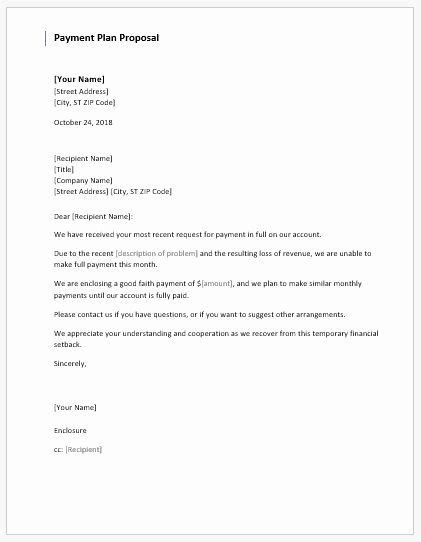 payment plan letter template beautiful payment plan proposal letter