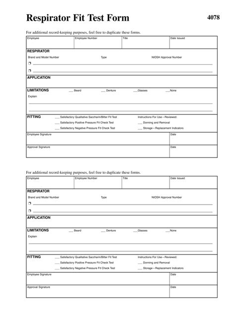 printable  fit test form fill  printable fillable blank