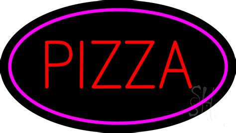 Red Oval Pizza Pink Border Animated Led Neon Sign Pizza Neon Signs