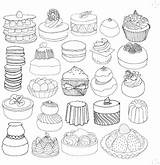 Food Coloring Pages Coloriage Gâteau Cake 塗り絵 Cupcake Desert Doodle Dessin Adulte Imprimer ぬり絵 Colorier Doodles Books Coloriages Color Mandala sketch template