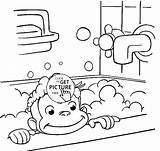 Curious Coloring George Bathing Pages Printable Monkey Bathroom Kids Colouring Bath Take Sheets Halloween Drawing Cartoon Printables Print 4kids Library sketch template