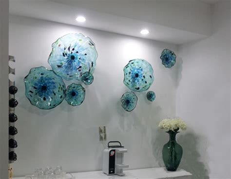 Italian Dale Chihuly Murano Blue Plates Blown Glass Wall