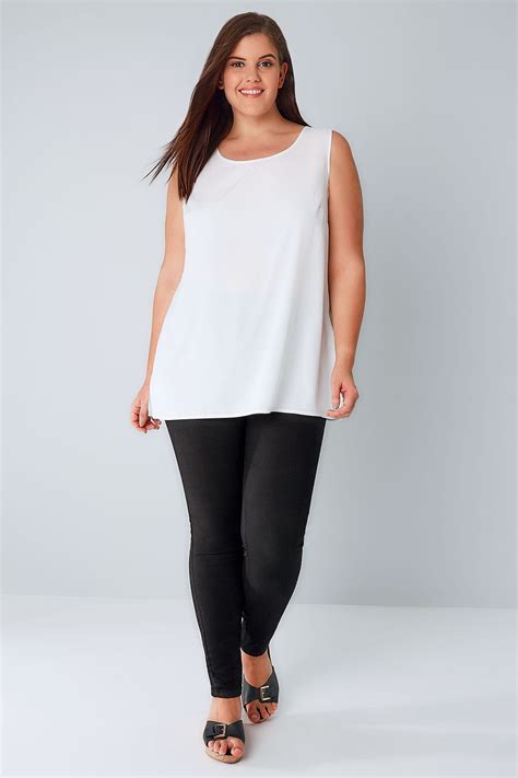 White Sleeveless Top With Side Splits Plus Size 16 To 36