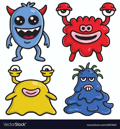 cute monster character designs set colorful vector image