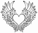Wings Coloring Pages Heart Hearts Color Printable Print Getcolorings sketch template