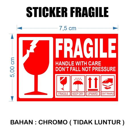 jual stiker fragile isi   jangan dibanting awas mudah pecah sticker label anti air duofullo
