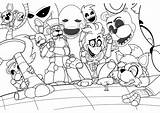Fnaf Freddy Naf Pintar Animatroniki Bonnie Foxy Animatronics Guards Puppet Darmo Wydrukuj Polowanie Nocne Mytopkid Kyu Fox sketch template