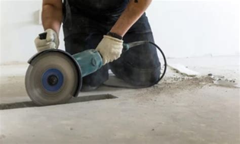 cut concrete slab block paver  angle grinder
