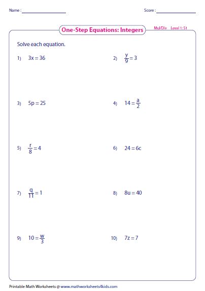 step equations addition  subtraction worksheet equations