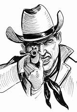 Coloring Cowboys Sheriffs Villains Cowgirls sketch template