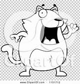 Waving Chubby Cat Outlined Coloring Clipart Vector Cartoon Thoman Cory sketch template