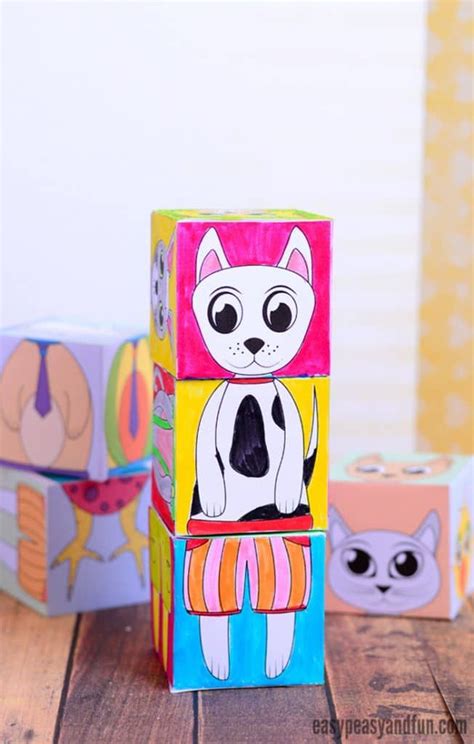 printable animals mix  match cubes cube template diy preschool