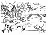 Coloring Pages Scenery Mountain Lake Fish Getcolorings Colorin sketch template