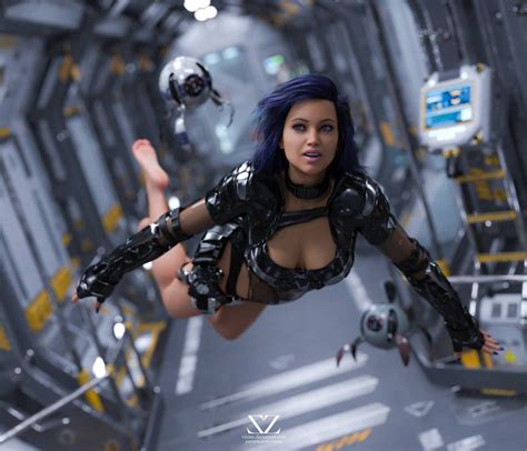 space odyssey 18 micro gravity by vizzee sci fi girl cyberpunk
