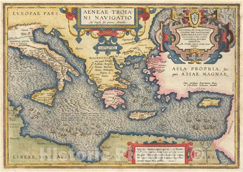 historic map aeneae troiani navigatio ad virgilij sex priores aeneid