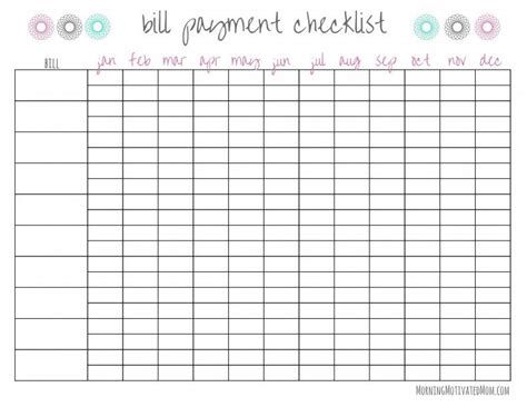 bill pay checklist template  bill pay checklist bills