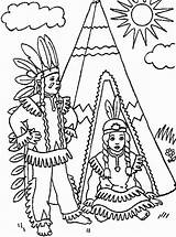 Indian Coloring Pages Indians Kids American sketch template