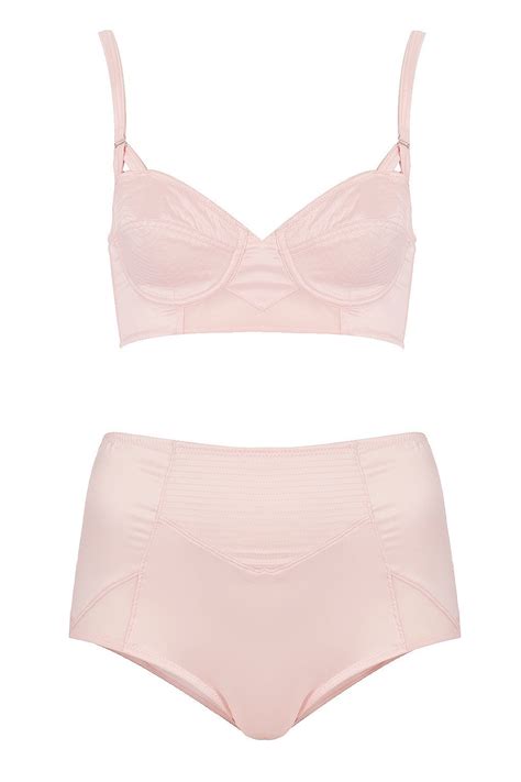 classic 1950s inspired satin bralet and high waisted knickers from top