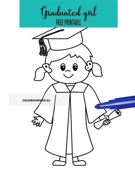 graduate girl  diploma coloring page