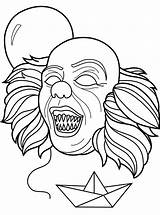 Coloring Scary Pages Clowns Color sketch template