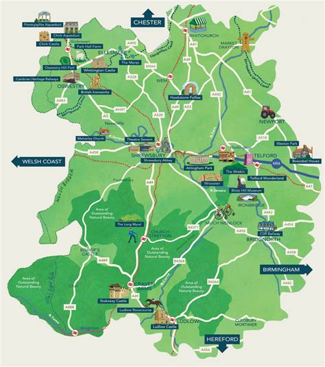 visit shropshire shropshire map  guide  visitors