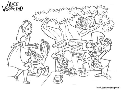 alice  wonderland coloring pages tea party clip art  printable
