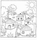 Village Drawing Scene Indian Scenery Kids Jungle Outline Sketch Simple India Coloring Pages Landscape Getdrawings Children Easy Drawings Family Colour sketch template