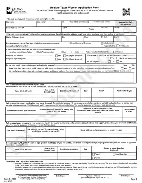 form   healthy texas women application form texas health  human services commission
