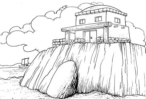 coloring page house built   rock warehouse  ideas