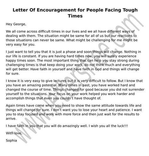 sample letter  encouragement  motivate  son