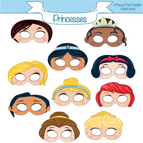 princess masks printable princess character party masks etsy