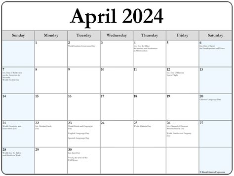 april   printable calendar  holidays printable templates