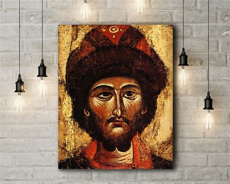 premium canvas art print  saint boris  century russian etsy