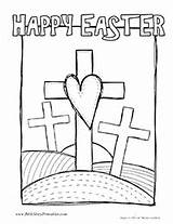 Easter Coloring Pages Bible Cross Christian Risen Preschool He Printables Calvary Heart sketch template
