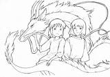 Chihiro Cin Spirited Ghibli Kazz Haku sketch template