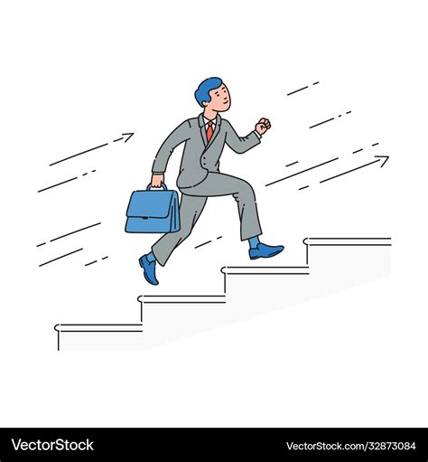 cartoon businessman running  stairs royalty  vector