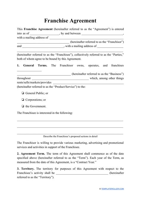 franchise agreement template fill  sign