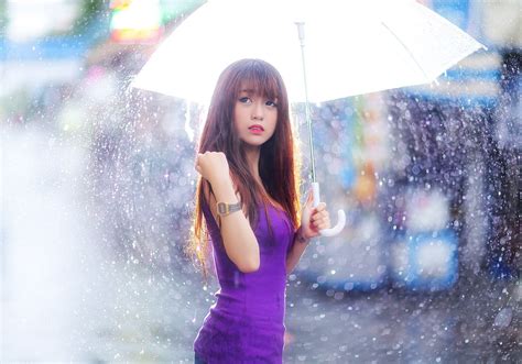 wallpaper women model asian rain photography