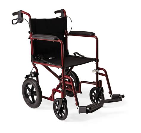 medline lightweight transport wheelchair   rear wheels folding transport chair lb